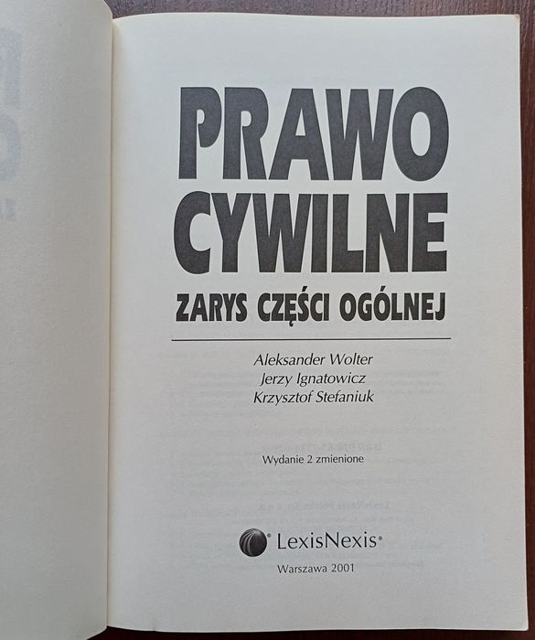 Prawo Cywilne Zarys Części Ogólnej Wolter Ignatowicz Stefaniuk