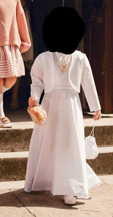 Szata komunijna dla dziewczynki – wzrost ok. 120 cm + dodatki