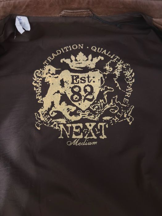 Kurtka skórzana NEXT męska brązowa 100% skóra – NOWA z metką | M