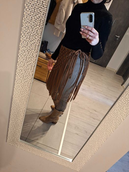 Pasek makramowy spódnica boho  brązowy