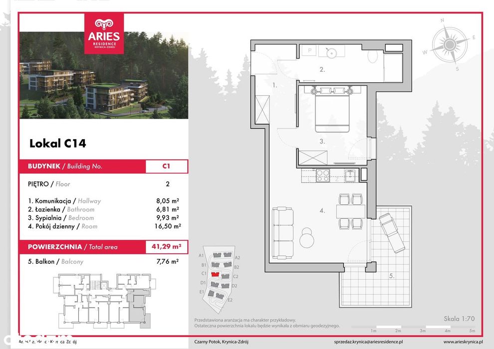 Apartament 41 m2 obok stoku narciarskiego Jaworzyna Krynicka
