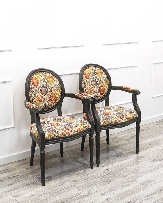 FOTELE tapicerowane do jadalni FOTEL kapitański SZENILA po renowacji 2