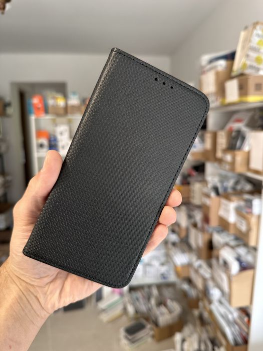 Etui z klapką zamykane czarne + SZKŁO hartowane do REALME 16 PRO