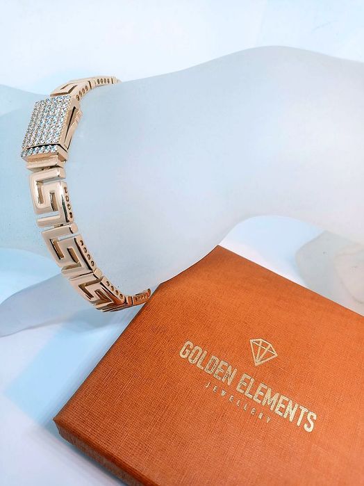 Grecka Bransoletka Damska Diamond Style Gold Plated 18K