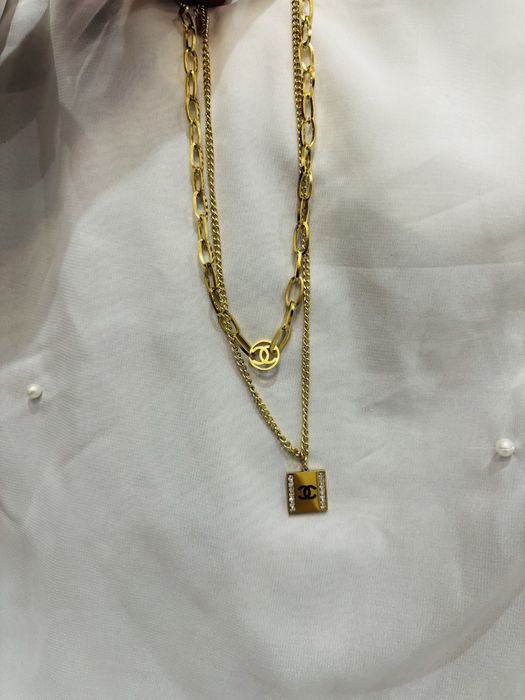 Złoty gruby naszyjnik cc stal chirurgiczna nierdzewna