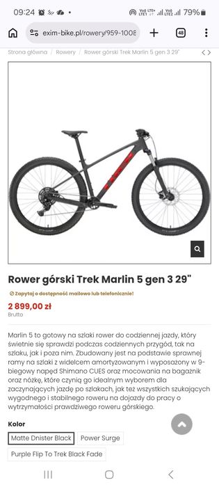 TREK MARLIN 5 + akcesoria (JAK NOWY)