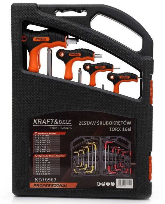 Zestaw wkrętaków TORX 16 el. | Stal S2 | Walizka