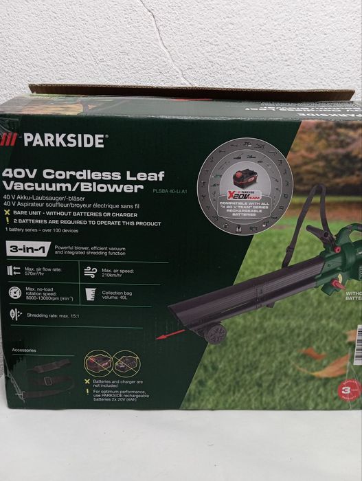 Акумуляторний садовий пилосос-дуйка Parkside PLSBA 40, пилосос 3в1 пар