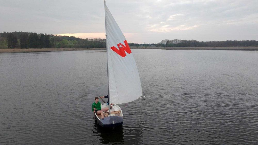 Łódka wędkarska, żaglówka, przyczepa - komplet, silnik, żagle, wiosła