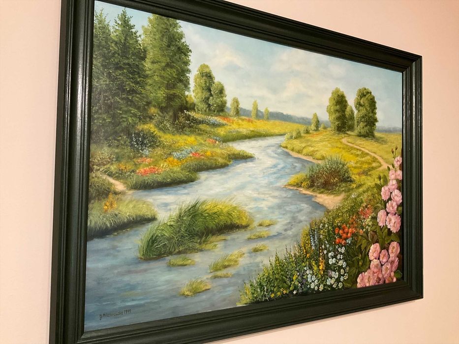 Piękny olejny obraz 70x100cm + rama