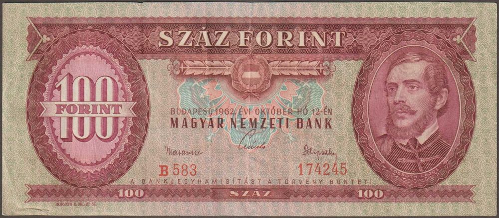 Węgry 100 forintów 1962 - Kossuth Lajos - seria B