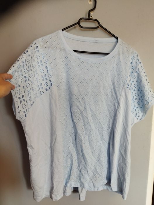 Błękitna niebieska bluzka ażur Dunnes 48 50