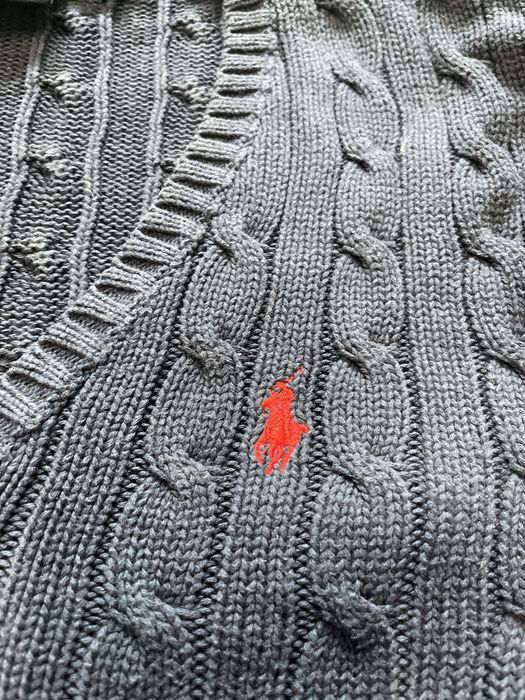 Damski sweter warkocz Ralph Lauren Sport granatowy navy