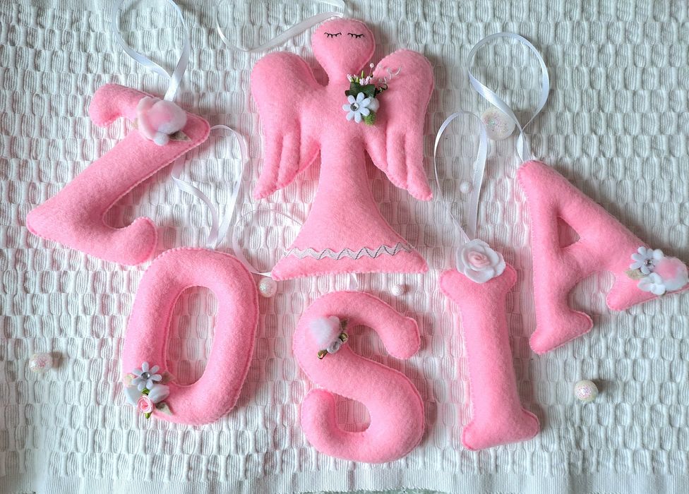 Zawieszka literki imię dziecka dziewczynki Zosia Hand made