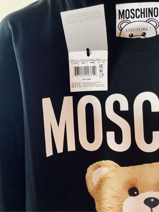 Sukienka/tunika Moschino z misiem na przodzie, czarna 38
