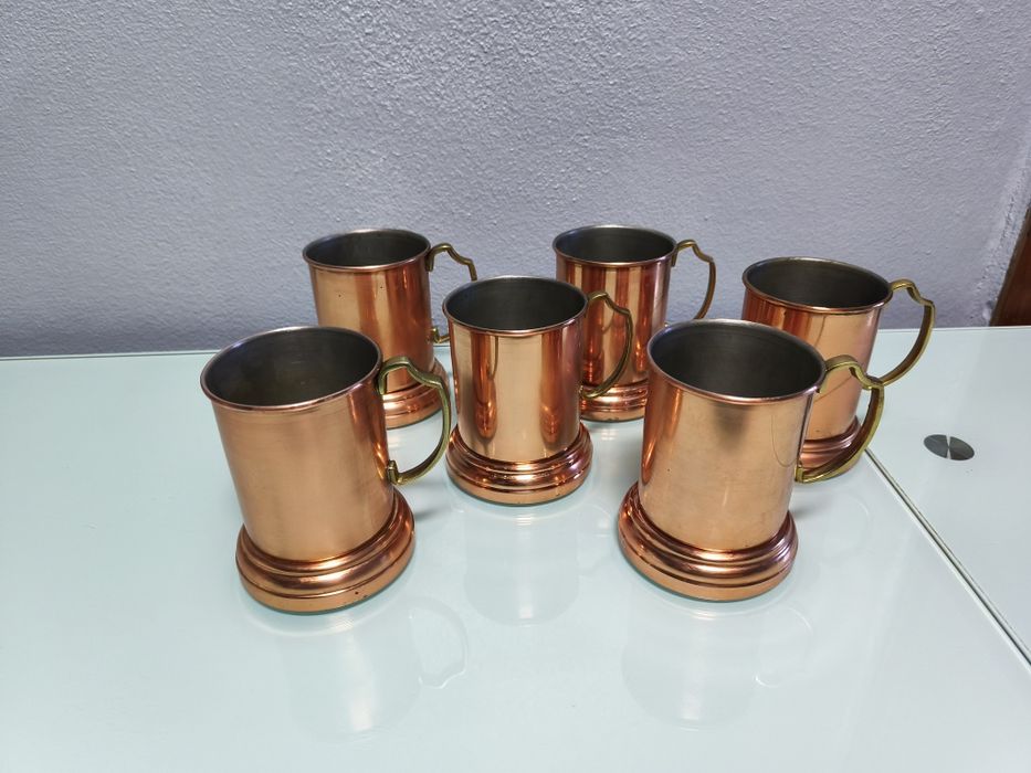 Conjunto de 6 Canecas em Cobre e Latão / Canecas Moscow Mule Vintage