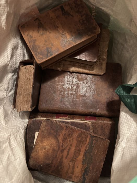 Livros antigos em capa de pele sovretudo dicionarios