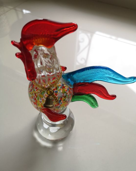 figurka kogut w stylu Murano vintage