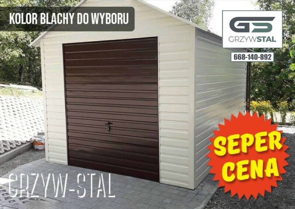 Garaż Blaszany / Wiatka ogrodowa / Drewutnia / Schowek - GRZYWSTAL*