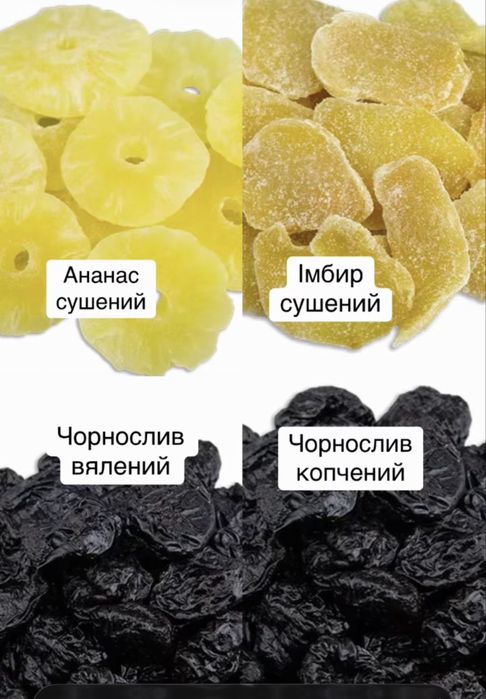 Сухофрукти ,курага ,інжир, родзинки,цукати, фініки, журавлина , вишня