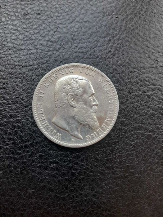 3 марки Вильгельм 1909 год. Серебро (оригинал)