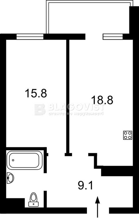1-room apartment apartment by the address st. Anatoliya Petritskogo (area 50,5 m²) - Atlanta.ua - photo 2