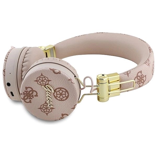 Słuchawki nauszne Bluetooth Guess Peony Script Round Shape ENC - brązo