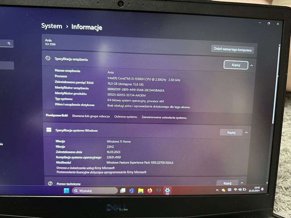 Laptop geamingowy Dell G3