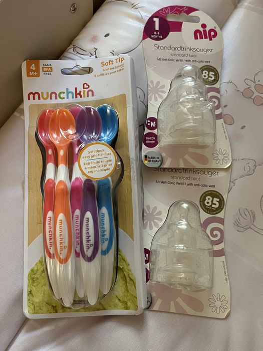 Соска антиколікова NUK, пляшка Canpol,ложки Munchkin 6 міс.