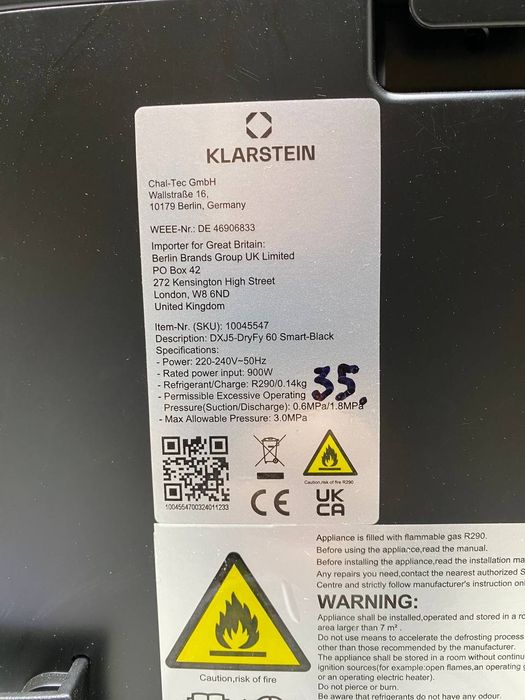 Осушувач повітря KLARSTEIN з Німеччини / Осушитель воздуха из Германии