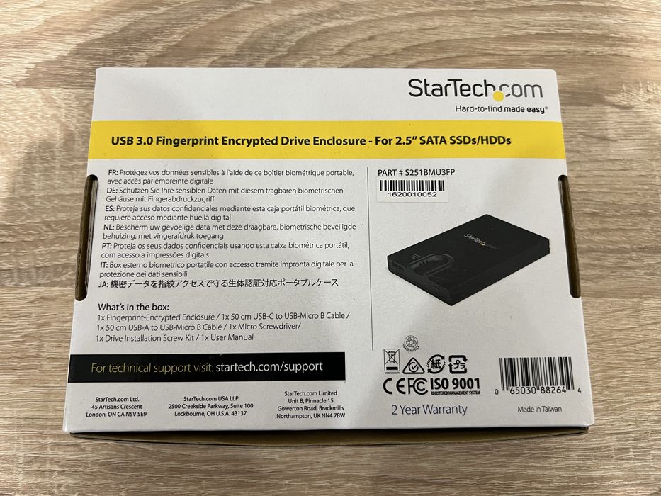 Caixa disco rigido com impressão digital