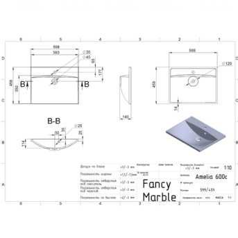 Раковина, умивальник Fancy Marble Amelia з тумбою та краном (2 крани)