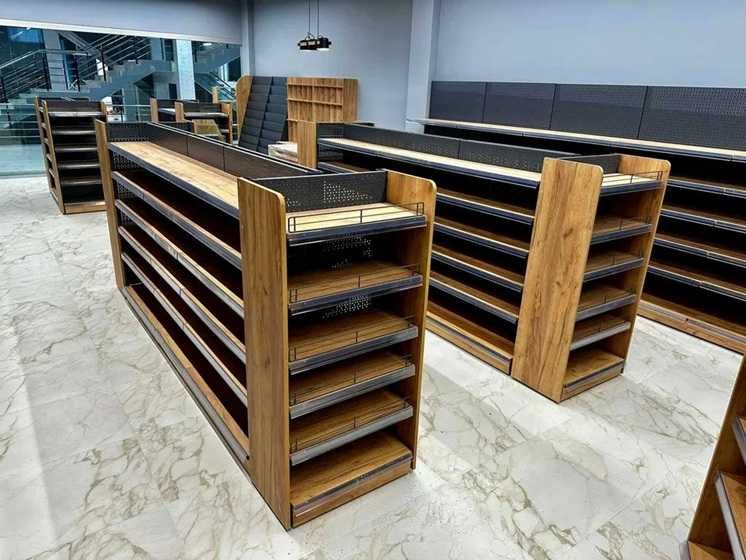 Торгове обладнання в магазин. Торгові стелажі. Касові бокси. Вітрини для випічки Кавомодулі. Кондитерські стелажі. Гачки торгові