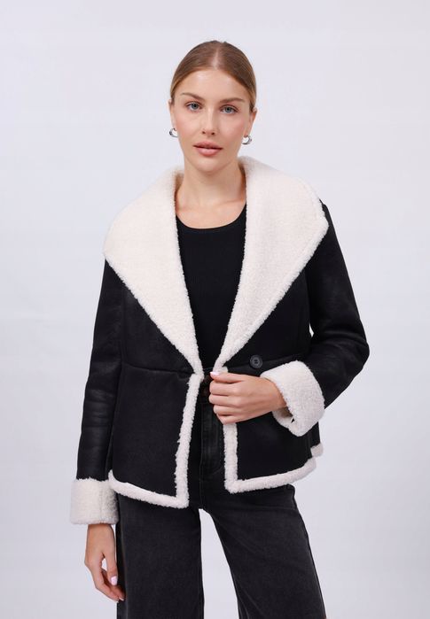 Anna Field 40 L Kurtka Damska Czarna Kożuszek An621U04C D2428