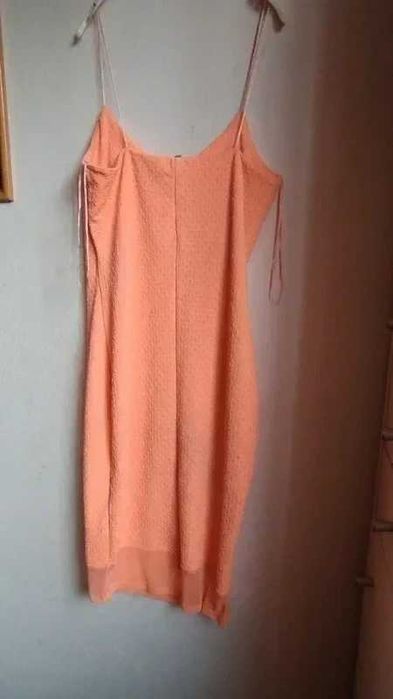 River Island Neonowa koralowa brzoskwiniowa sukienka wzory M L