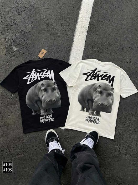 XS - XXL • Новая Футболка Stussy Fuzzy Dice • Чорна / Біла