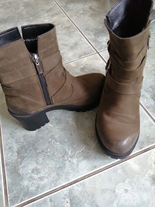 Buty skórzane oliwkowe polskie zimowe r. 36,5