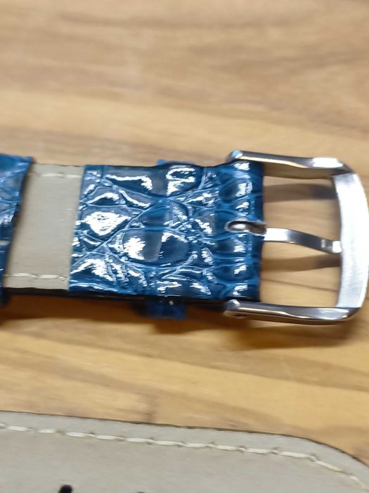 Pasek do zegarka 19mm niebieski "krokodyl"