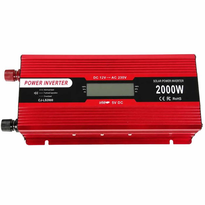 Інвертор / Перетворювач напруги 5 CORE 2000W 12V-220V (1000 Вт) з LCD-дисплеєм