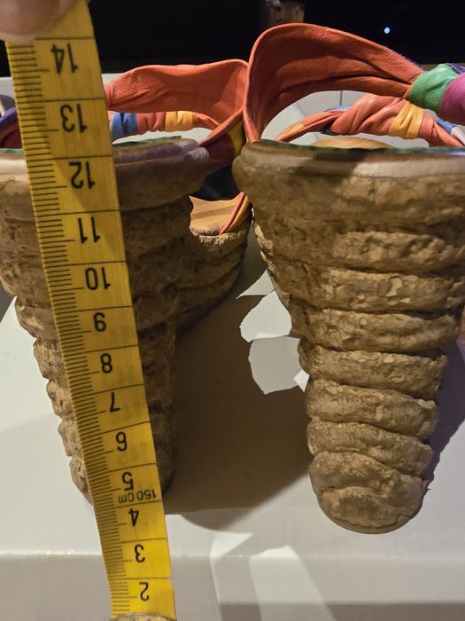 Buty Salamander 39 skóra korek klapki lato szpilki kolorowe ziel pomar