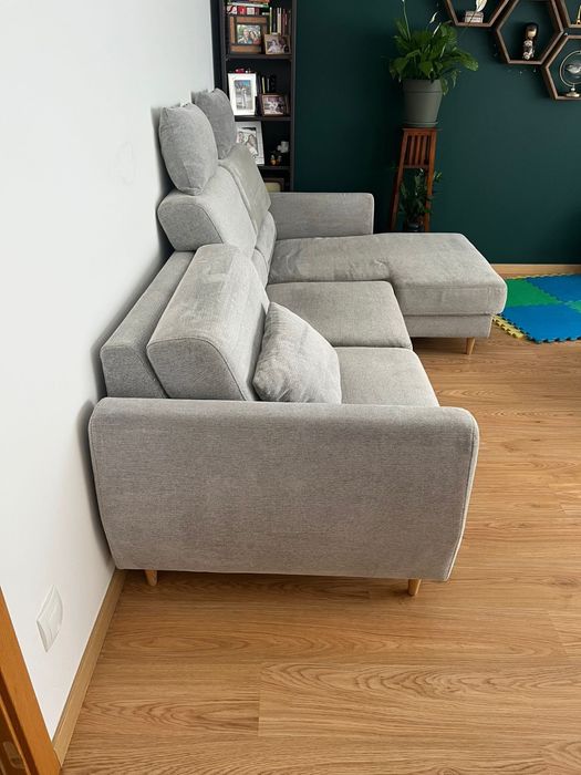 Sofá cinzento do Ikea, com chaise longue, como novo
