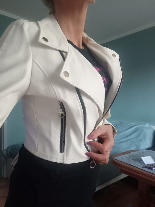 Ramoneska biała eko skóra