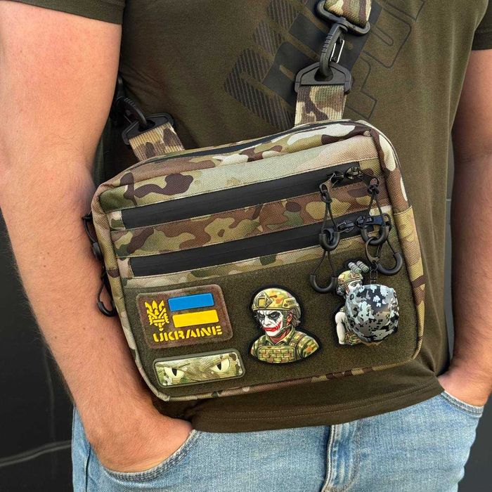 Тактическая сумка через плечо мужская / месенджер з панеллю велкро