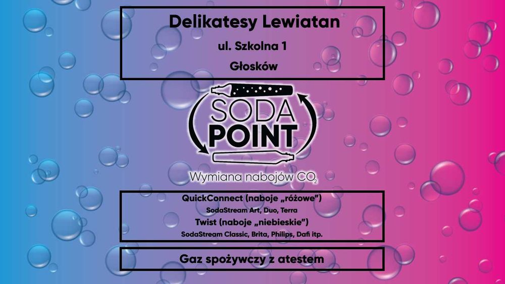 Sodastream Głosków, ul. Szkolna 1 Wymiana nabojów CO2