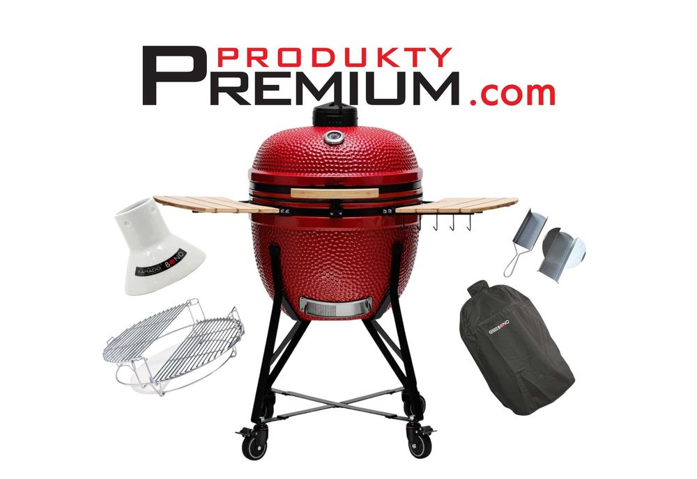Grill węglowy Kamado Bono 64 cm Limited czerwony SALON 1000 m2 350 modeli od ręki wędzarnia piec ceramiczny
