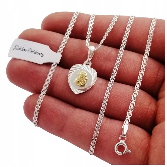 Srebrny Łańcuszek + Medalik +bransoletka Komplet Dla Dziewczynki Na Ko