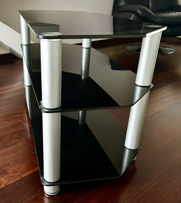 Mesa televisão em vidro temperado preto como Npva