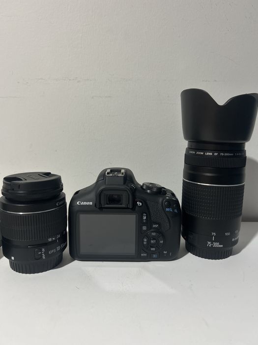 Canon EOS 2000D + Lentes 18-55mm e 75-300mm – Kit Completo