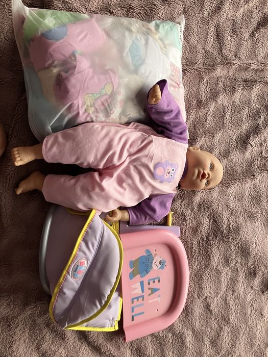 Lalka Baby Born , krzeselko do karmienia , ubranka