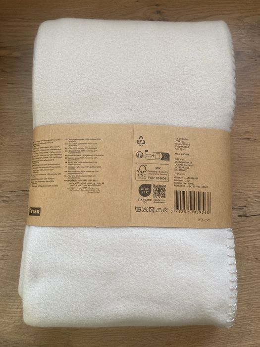 Jysk koc pled bezowy nowy